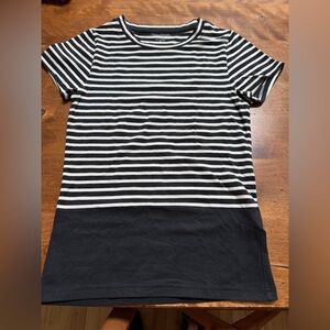 Banana Republic Black and White Striped Short SleeveTop